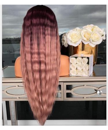 Shop BGHJUE Pink Long Roll Lace Front Wig | Brazilian Straight Human Hair - Pre-Plucked Hairline with Baby Hair - Buy Online on SooperMarket.com