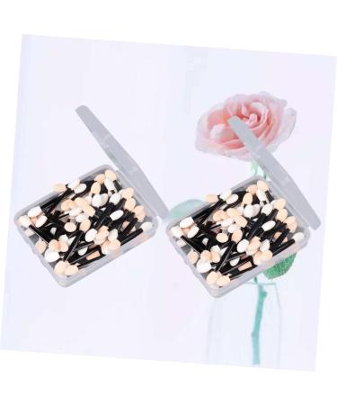 FOYTOKI 100 Pcs Cosmetic Eyeshadow Eyeshadow Brush Eyeshadow Makeup Double Head Eyeshadow Black Size 2 Black - Buy Online on SooperMarket.com