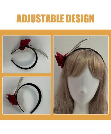 IMIKEYA Halloween Headband Red Rose Skull Headband Day Of The Dead Flowers Hairband with Skeleton Hand Zombie Bridal Cosplay Costume Hair Accessories - Buy Online on SooperMarket.com