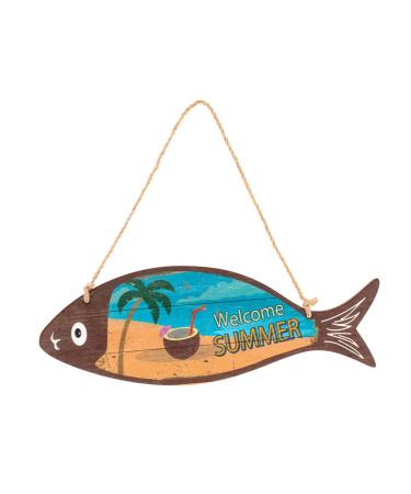 HOLIDYOYO Ocean Fish Door Hanging Wooden Surfboard Home Wall Decor Hawaii Beach Style Wall Decor Welcome Door 35X12 Assorted Color 1