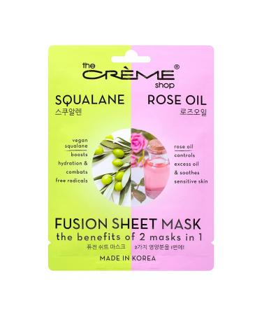 The Cr me Shop Rose & Squalane Fusion Sheet Mask Korean Sheet Mask Rose Face Mask with Vegan Squalane and Hyaluronic Acid Face Mask Sheet for Sensitive Skin (5 Pack)
