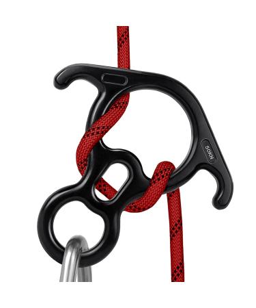 YXGOOD 50KN Rescue Figure, 8 Descender Large Bent-Ear Belaying and Rappelling Gear Belay Device Climbing for Rock Climbing Peak Rescue Aluminum Magnesium Alloy Black