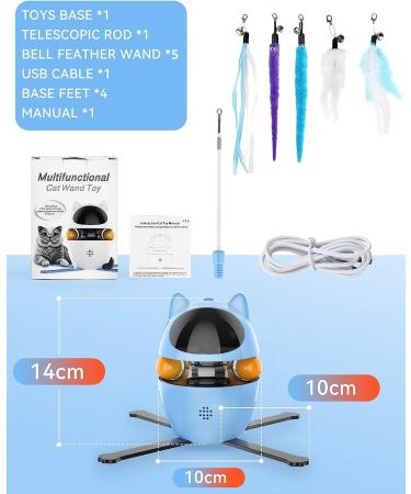 PETTOM Interactive Cat Toy 3-in-1 Automatic - 2023 Upgrade with Rotating Feather Tracks Ball - USB Rechargeable Kitten Toy for Indoor Cats - Blue - Buy Online on SooperMarket.com