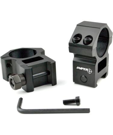 Sniper PT-25H4 1 High Profile Scope Rings with 4 Fasten Screws - Picatinny/Weaver Rail Security - Buy Online on SooperMarket.com