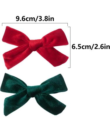 4Pcs Velvet Bow Hair Clips for Girls & Women, Christmas Hair Accessories in Red Green - 3.8 Inch - Buy Online on SooperMarket.com