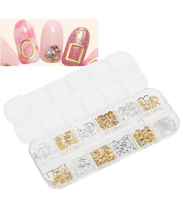 12 Grid Mixed Style Nail Art Decoration Metal Shell Star Studs Chain Nail DIY Accessories(#2)