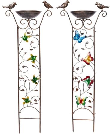 2-in-1 Metal Bird Water & Feed Station with Decorative Butterfly - Wet Mosy Bird Potions & Garden Tin Grilles - Retro Removable Bird Water Dispenser - Buy Online on SooperMarket.com