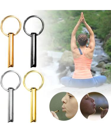 Stainless Steel Key Ring Anxiety Ring Stress Relief Whistle Gold Meditation Breathing Exercise Device for for Women Men Mindful Breathing Relax Relief Stress Relief Calming Down (Rose Gold) - Buy Online on SooperMarket.com