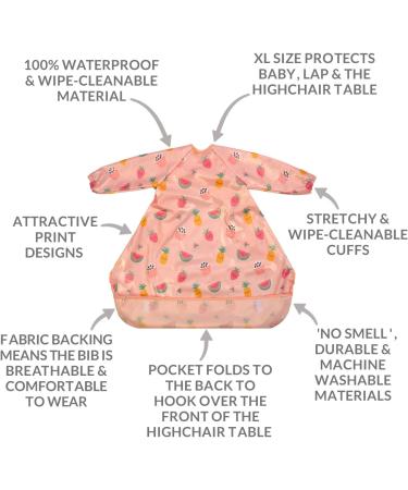 Bibetta Wipeezee Premium Baby Weaning Bibs | Waterproof Coverall Bibs for Toddler Boy Girl | Eco-Friendly & Durable | Pink - Yummy Treats - Buy Online on SooperMarket.com
