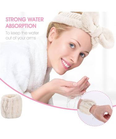 WLLHYF 3 Piece Spa Headband and Wristband Set for Women - White | Elastic Hair and Makeup Headbands to Prevent Spills - Buy Online on SooperMarket.com