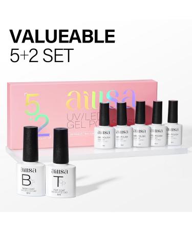 AILLSA Pink Gel Nail Polish Set - French Manicure UV Gel Starter Kit | Base & Top Coat Included - Light Baby Pink & Nude Soak Off | Perfect for DIY Nail Art & Salon Use - Buy Online on SooperMarket.com