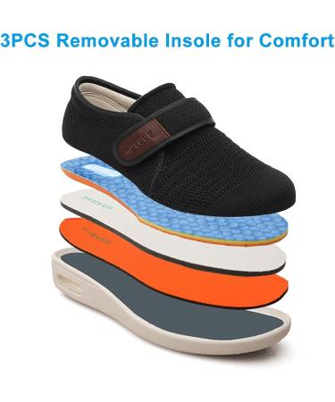 MEJORMEN Men's Edema Diabetic Shoes | Adjustable Wide Width Outdoor Walking Sneakers | Orthopedic Lightweight Comfy Casual Slippers | Black - Buy Online on SooperMarket.com