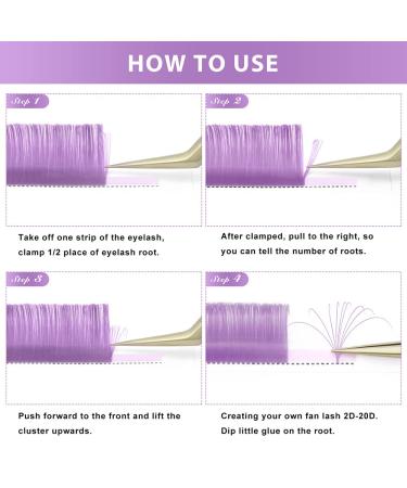 Ombre Purple 0.07C Colored Eyelash Extensions 15mm - Fast Fanning Easy Fan Lashes - Buy Online on SooperMarket.com
