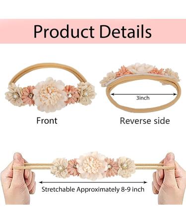 Shop WJRQD 3-Piece Baby Girl Flower Headbands - Perfect for Christenings Weddings & Family Photos | Stylish Hair Accessories for Newborns - Buy Online on SooperMarket.com