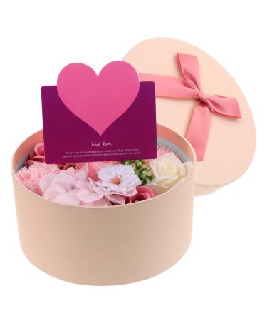Amosfun props plant indoor artificial plants Mother's Day Simulation soap Rose Box soap rose preserved flower faux plant flowers artificial Simulated soap Ornaments ornaments roses 16.2X16.2X8.2CM Pink