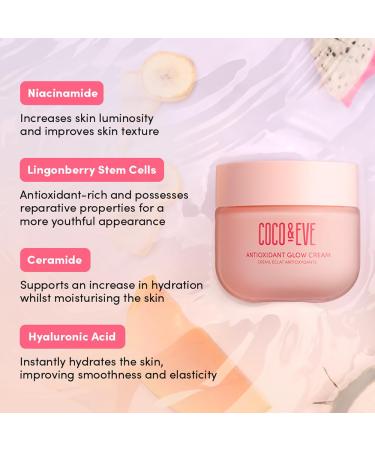 Coco & Eve Antioxidant Glow Cream | Niacinamide Hyaluronic Acid & Ceramide | Nourishing & Protecting for Sensitive Skin (1.76 fl oz) - Shop Internationally - Buy Online on SooperMarket.com