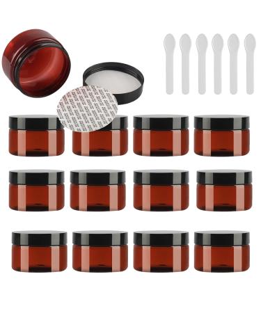 TIANZD 24 Pieces Empty 100ml Brown Plastic Cosmetic Jars with Black Screw Lid 100g Small Pot for Cosmetic Travel Homemade Cream Gel Lip Balm Salve Storage Containers+ 6x Spatula Brown 100ml