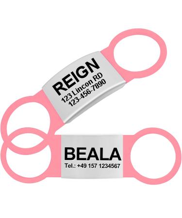 Tagme 2 Pack Dog brand/dog brand with engraving for dogs for small and medium -sized dog breeds personalizable pink m m (2 Pack) pink