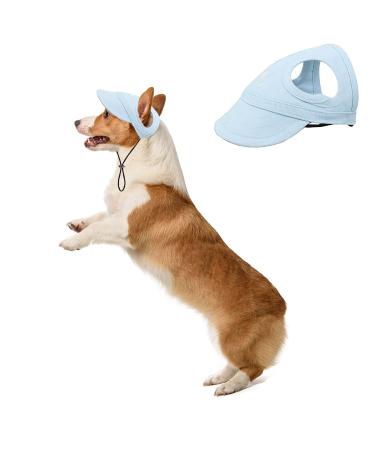 BT BEAR Hundege with ear holes baseball cap for outside adjustable for summer travel sports for small and medium -sized dogs (XL light blue) XL light blue