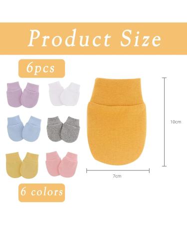 6 Pairs Newborn Baby Anti-Scratch Mittens | Soft Adjustable Cotton Gloves for 0-6 Months Boys Girls - Buy Online on SooperMarket.com