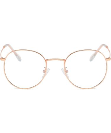 Joxigo Blue Light Filter Glasses - Retro Round Metal Frame UV Protection Anti-Fatigue - Includes Pink Gold Glasses Case - Buy Online on SooperMarket.com