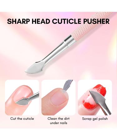 Makartt Nail Shaver - Double Head Cuticle Pusher Pink Stainless Steel Tool for DIY Nail Art & Manicure - Buy Online on SooperMarket.com
