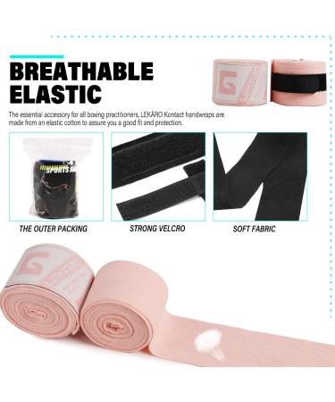 Lekro 160-Inch Pink Elastic Cotton Boxing Hand Wraps for Muay Thai MMA Training - Men & Women - Buy Online on SooperMarket.com