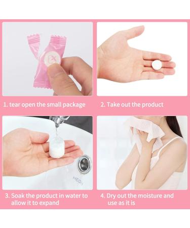 SimPolor 100/200 Compressed Towels - Portable Disposable Mini Toilet Paper Tablets for Travel Camping Sports and More | Pink 100-Pack - Buy Online on SooperMarket.com