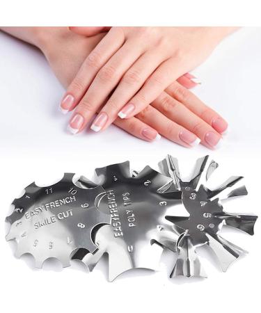SILPECWEE 3 Pack Easy French Smile Line Acrylic Gel Cutter Tool C-Shape Manicure Edge Trimmer Stencil Template Tips (29 Size)