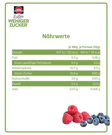 Schwartau Extra Less Sugar Forest Fruit Spread 300g - Sugar-Reduced Jam for Healthier Snacking | International Shipping Available - Buy Online on SooperMarket.com