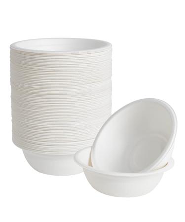 ECOLipak 150 Pack Compostable Bowls 12oz Disposable Paper Bowls, Biodegradable Soup Bowls Made of Natural Bagasse, Eco-Friendly Sugarcane Bowls for Salad Dessert