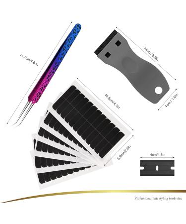 EHDIS Hair Extension Tape Set - 144pcs Pre-cut Double Sided Adhesive Tapes with Tweezers and Scraper for Lace Wig, Hairpiece, Toupee, Hair Weft - Easy Removal and Secure Attachment - Buy Online on SooperMarket.com
