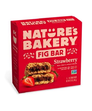 Nature's Bakery, Whole Wheat Fig Bars, Strawberry, Real Fruit, Vegan, Non-GMO, Snack bar, 1 box with 6 twin packs (6 twin packs)