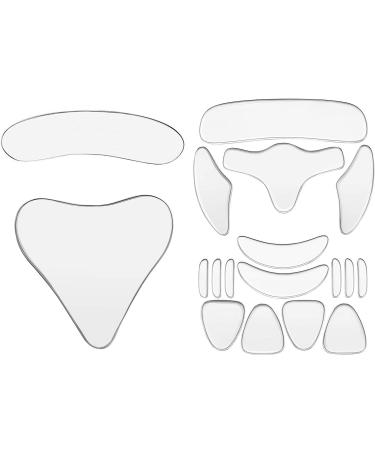 18 Pieces Reusable Facial Chest Neck Silicone Pad Set 16 Pieces Forehead Wrinkle Patches Eye Wrinkle Patches Wrinkles Around Mouth and Upper Lip 1 Silicone Chest Pads 1 Silicone Care Neck Pad