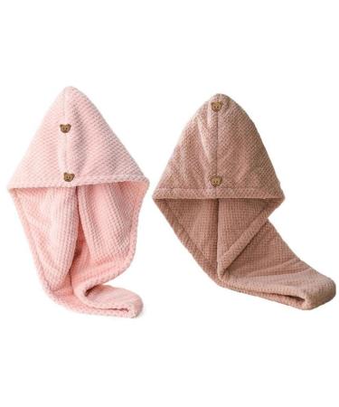 PiniceCore 2 Packs Hair Towel Wrap Quick Dry Hair Turban Anti-frizz Microfiber Hair Towel For Curly Thick