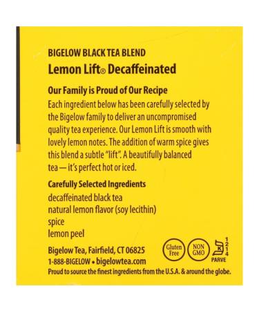 Bigelow Decaffeinated Lemon Lift Black Tea - 120 Tea Bags (6 Pack) for Refreshing Flavor - Buy Online on SooperMarket.com