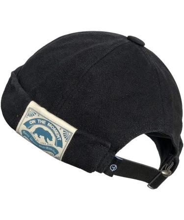 Clakllie Retro Brimless Docker Cap | Vintage Cotton Beanie Watch Cap in Black - Buy Online on SooperMarket.com