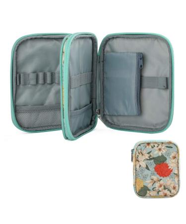Katech Crochet Hook Case Empty Zipper Bags Organizer Portable Travel Crochet Storage Bag with Web Pocket and Crochet Holder Slots for Carrying Various Crochets and Knitting Accessories (Light Blue)