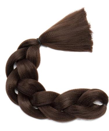 Jumbo Braiding Hair Extensions Colorful Synthetic Hair for DIY Crochet Box Braids Ombre 1Pc 24inch Dark Brown - Buy Online on SooperMarket.com