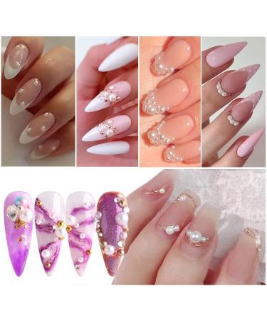 2 Boxes Gold Silver Nail Art Pearls Beads & Rhinestones for DIY Manicure & Jewelry - Buy Online on SooperMarket.com