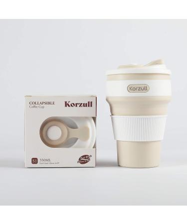 Korzull Collapsible Coffee Mug | Baby Powder Color | 12oz | Leak Proof & Odor Free | Silicone | BPA Free - Buy Online on SooperMarket.com