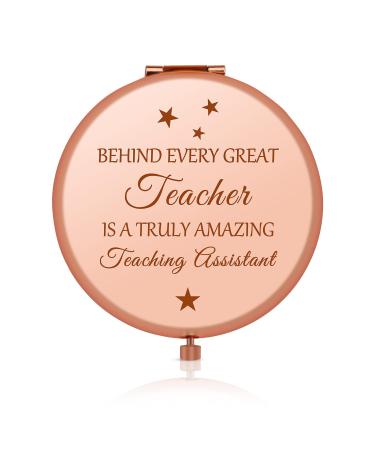 Teaching Assistant Gift Appreciation Gift for Teacher s Aide Rose Gold Compact Mirror Thank You Gift for Paraeducator Retirement Gift for Paraprofessional Para Teacher Gifts Pocket Makeup Mirror