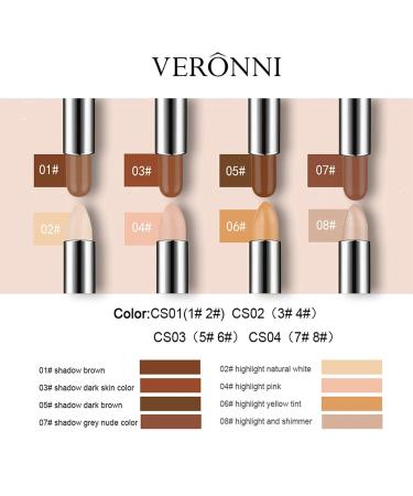 Cruelty-Free 8 Colors Contour Stick & Highlight Concealer 2-in-1 Set - Buy Online on SooperMarket.com