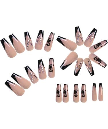 Luvadeyo 24Pcs Press on Nails - Medium Length Acrylic Ballet French Dragon Nails | Fast International Shipping - Buy Online on SooperMarket.com