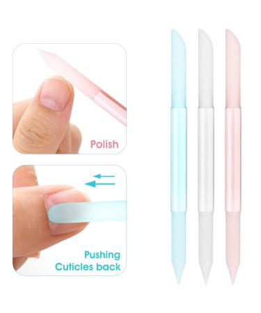 Shop WLLHYF 3-Piece Glass Cuticle Pusher Set - Dual-Ended Manicure Tools for Nail Care (Blue Pink Transparent) | International Shipping Available - Buy Online on SooperMarket.com