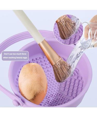 Makeup Brush Clean Set Makeup Brush Cleaning Mat&Hanging Drying Net Hangable Makeup Brush Cleaning Bowl with Drying Makeup Brush Holder for Brushes Makeup Sponge Powder Puff (Purple) - Buy Online on SooperMarket.com