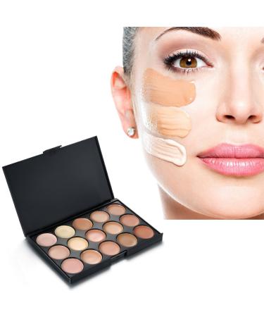 Vtrem 15 Colors Contour Palette Kit - Camouflage Concealer & Eyeshadow Makeup Set with Powder Brush - Perfect Christmas Gift - Buy Online on SooperMarket.com