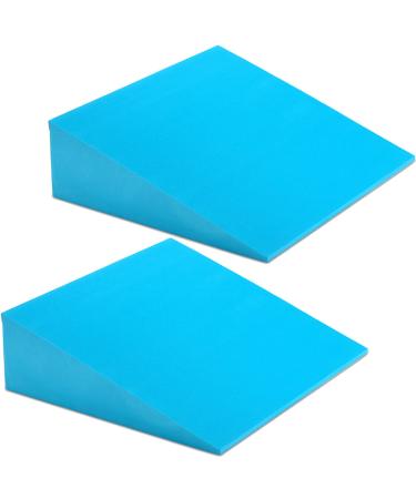 DEAYOU 2 Pack Yoga Foam Wedge, 13" EVA Foam Incline Wedge, Stretch Slant Board Exercise, Improve Lower Leg Strength, Calf Raise Squat Block, Ankle Foot Stretcher, Knee Pad, Wrist Back Support, Blue