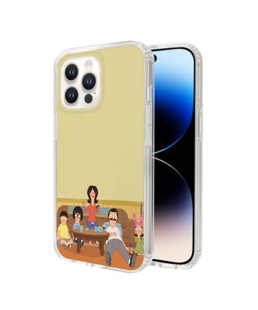 FANPINFANDO Compatible for iPhone 15 Pro Case Pure Burgers Clear Family Sneak See TPU Shockproof Funny Animated Series Phone Cover Beige iPhone 15 Pro