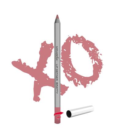 Mirabella Lip Definer Pencil  Bratty - Retractable Line & Define Lip Liner with Sharpener - Long-Lasting  & Ultra-Creamy Formula with Vitamin C & E is Smoothing & Moisturizing - Gluten & Cruelty-Free